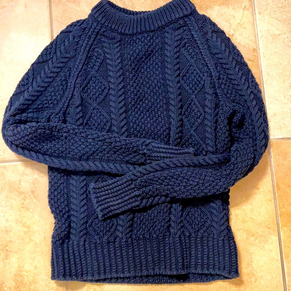LL Bean indigo cotton cable knit sweater XS